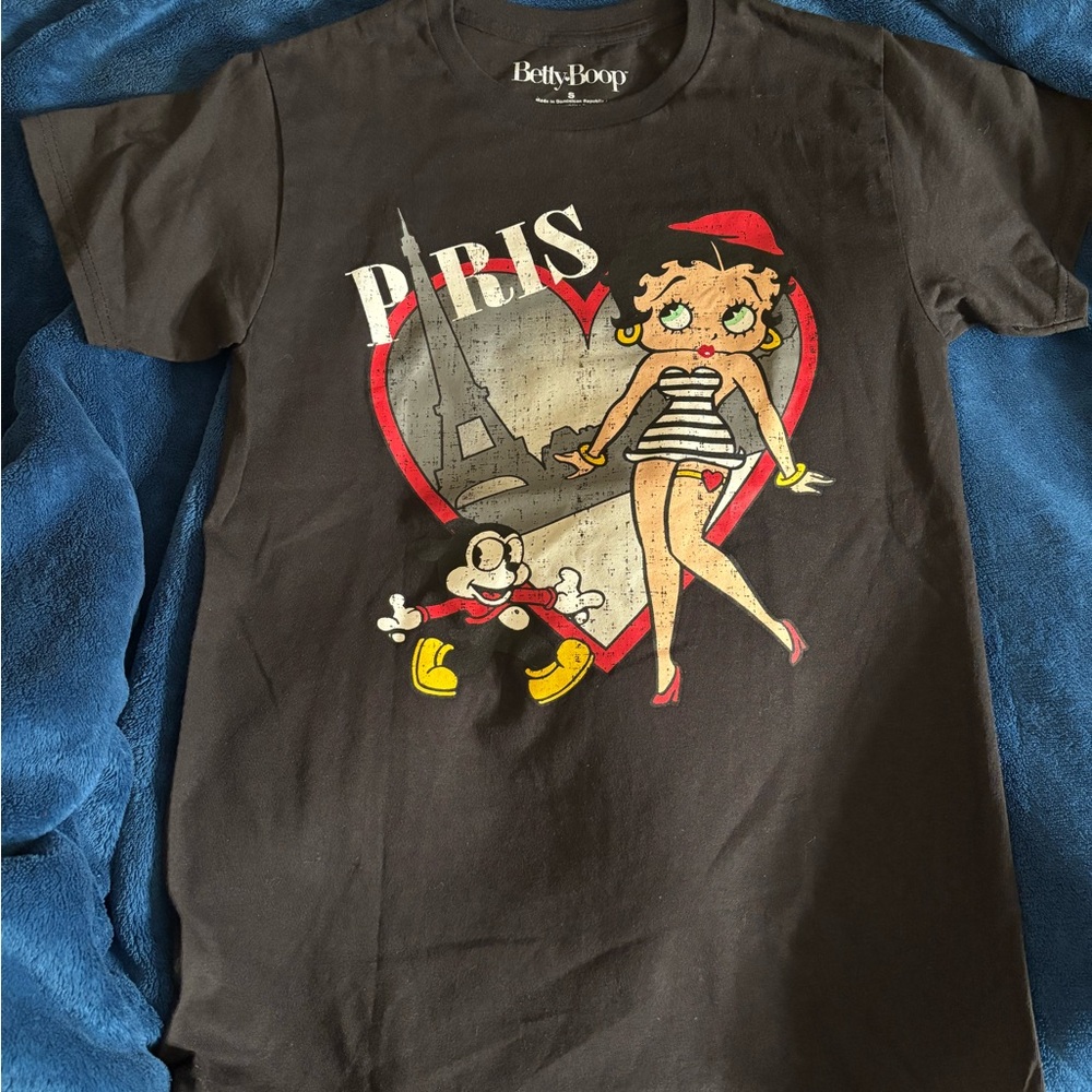 Betty Boop Black Paris Tee with Red Accents